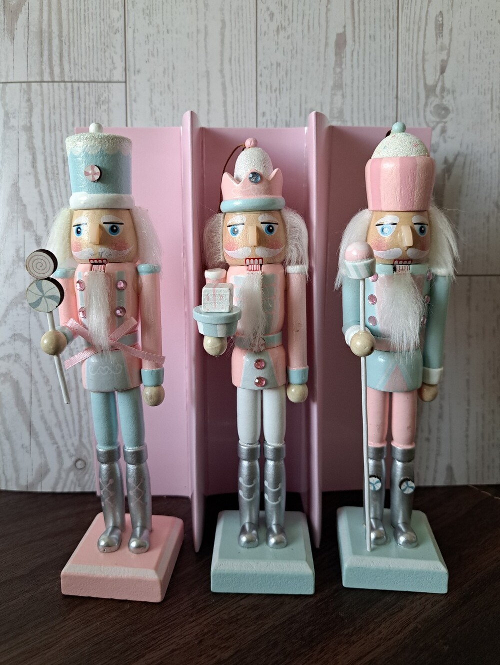 Nutcracker Christmas Ornaments Pastel Pink & Mint Tree Ornaments Set Of 3 New